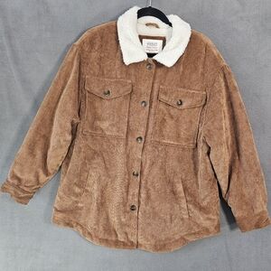 ASHLEY by 26 International Women's Corduroy Sherpa Lined Jacket Brown Size XL